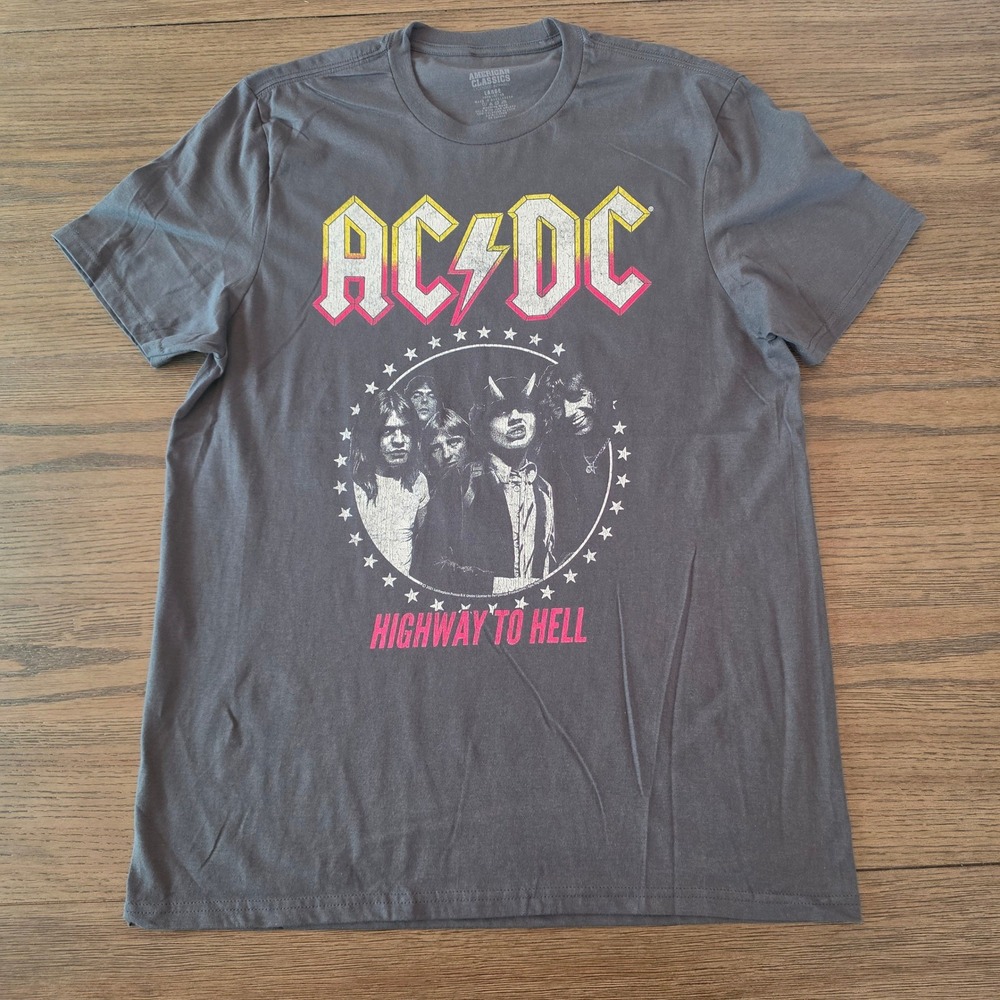 AC/DC Highway to Hell Graphic T-Shirt Charcoal Gray Large NWOT